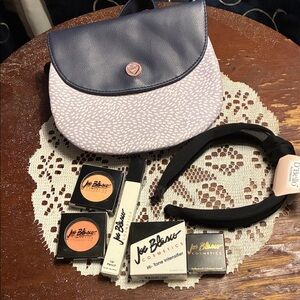 Joe Blasco Cosmetics Bundle with Pastel Glitter Navy Crossbody NIB